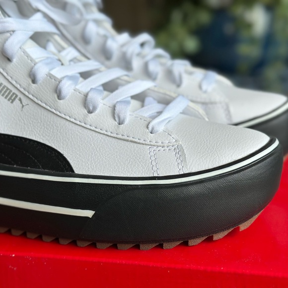 Puma Kaia Mid L White and Black High-Top Sneakers - Picture 7 of 14